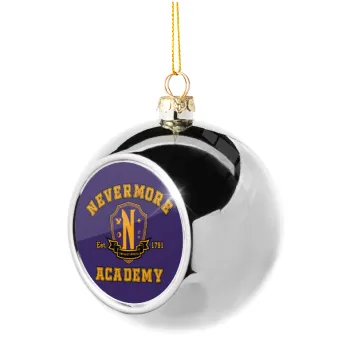 Wednesday Nevermore Academy University, Silver 8cm Christmas tree ball ornament