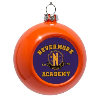 Wednesday Nevermore Academy University, Στολίδι Χριστουγεννιάτικη μπάλα δένδρου Πορτοκαλί 8cm