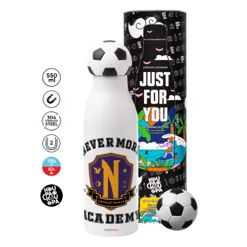 Wednesday Nevermore Academy University, Μπάλα ποδοσφαίρου μεταλλικό παγούρι θερμός, διπλού τοιχώματος, 550ml