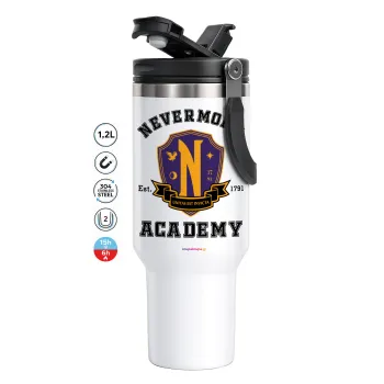 Wednesday Nevermore Academy University, Mega Tumbler με καπάκι, διπλού τοιχώματος (θερμό) 1,2L