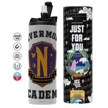 Wednesday Nevermore Academy University, Tumbler stainless steel GREY 600ml