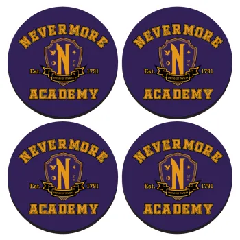 Wednesday Nevermore Academy University, SET of 4 round wooden coasters (9cm)