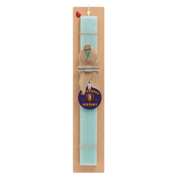 Wednesday Nevermore Academy University, Easter Set, wooden keychain & aromatic flat Easter candle (30cm) (TURQUOISE)