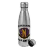 Metallic water bottle, stainless steel, 750ml