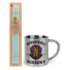 Easter Set, metallic thermal cup (300ml) & aromatic flat Easter candle (30cm) (TURQUOISE)