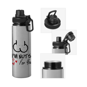 I'm Nuts for you, Μεταλλικό παγούρι νερού με καπάκι ασφαλείας, αλουμινίου 850ml