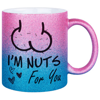 I'm Nuts for you, Κούπα Χρυσή/Μπλε Glitter, κεραμική, 330ml