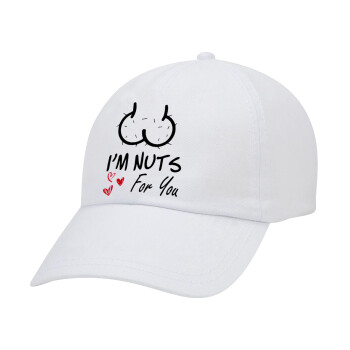 I'm Nuts for you, Καπέλο Baseball Λευκό (5-φύλλο, unisex)