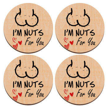 I'm Nuts for you, ΣΕΤ x4 Σουβέρ ξύλινα στρογγυλά plywood (9cm)