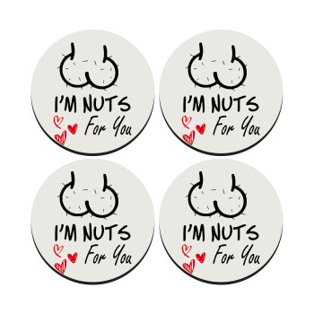 I'm Nuts for you, SET of 4 round wooden coasters (9cm)
