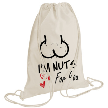 I'm Nuts for you, Τσάντα πλάτης πουγκί GYMBAG natural (28x40cm)