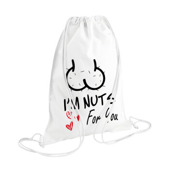 I'm Nuts for you, Τσάντα πλάτης πουγκί GYMBAG λευκή (28x40cm)