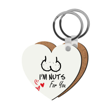 I'm Nuts for you, Μπρελόκ Ξύλινο καρδιά MDF