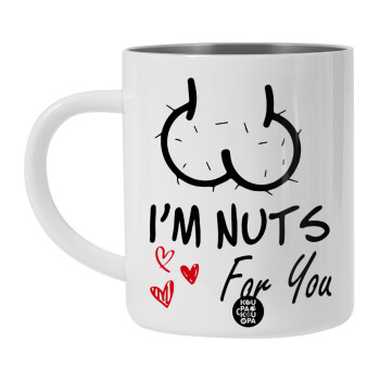 I'm Nuts for you, BIG Mug Stainless steel double wall (450ml, White)