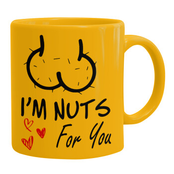 I'm Nuts for you, Ceramic coffee mug yellow, 330ml