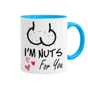 I'm Nuts for you, Mug colored light blue, ceramic, 330ml