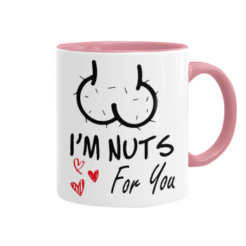 I'm Nuts for you, Κούπα χρωματιστή ροζ, κεραμική, 330ml