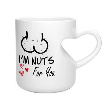 I'm Nuts for you, Κούπα καρδιά λευκή, κεραμική, 330ml