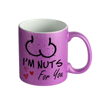 I'm Nuts for you, Κούπα Μωβ Glitter που γυαλίζει, κεραμική, 330ml