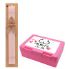 Easter Set, children's snack container PINK & scented flat Easter candle (30cm) (PINK)