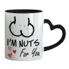 Mug heart black handle, ceramic, 330ml