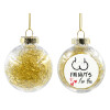 Transparent Christmas tree ball ornament with gold filling 8cm