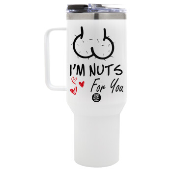 I'm Nuts for you, Mega Stainless steel Tumbler with lid, double wall 1,2L