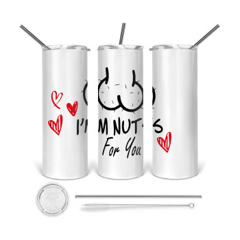 I'm Nuts for you, Tumbler stainless steel 600ml, with metal straw & cleaning brush