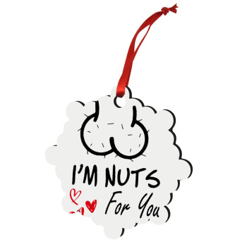 I'm Nuts for you, Christmas ornament snowflake wooden 7.5cm