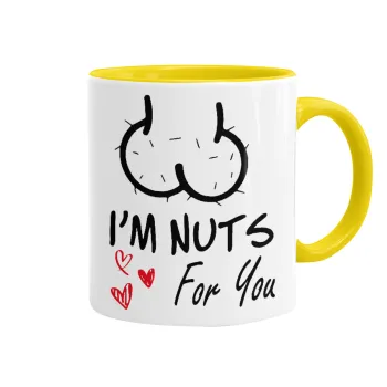 I'm Nuts for you, Mug colored yellow, ceramic, 330ml