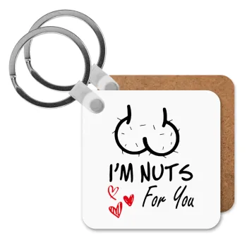 I'm Nuts for you, Μπρελόκ Ξύλινο τετράγωνο MDF