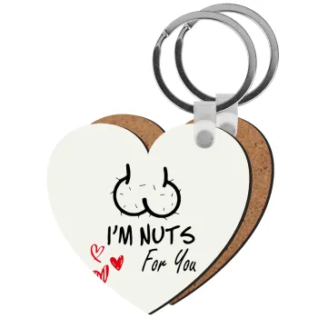 I'm Nuts for you, Μπρελόκ Ξύλινο καρδιά MDF
