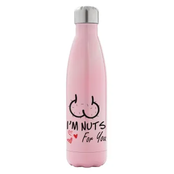 I'm Nuts for you, Metal mug thermos Pink Iridiscent (Stainless steel), double wall, 500ml