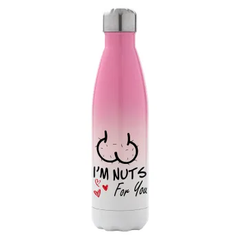 I'm Nuts for you, Metal mug thermos Pink/White (Stainless steel), double wall, 500ml
