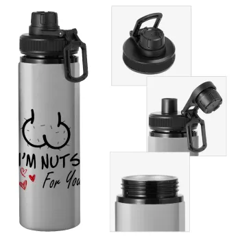 I'm Nuts for you, Metallic water bottle with safety cap, 850ml aluminum