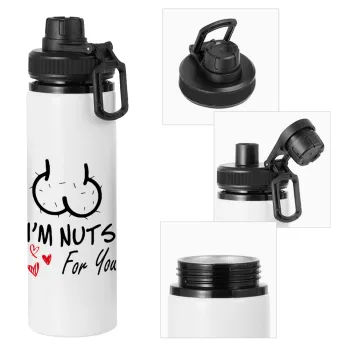 I'm Nuts for you, Metal water bottle with safety cap, aluminum 850ml