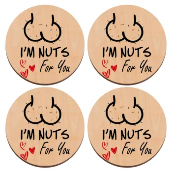 I'm Nuts for you, ΣΕΤ x4 Σουβέρ ξύλινα στρογγυλά plywood (9cm)