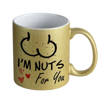 I'm Nuts for you, Κούπα Χρυσή Glitter που γυαλίζει, κεραμική, 330ml
