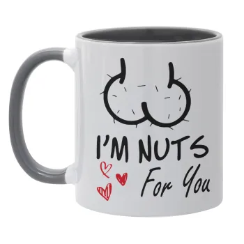 I'm Nuts for you, Κούπα χρωματιστή γκρι, κεραμική, 330ml