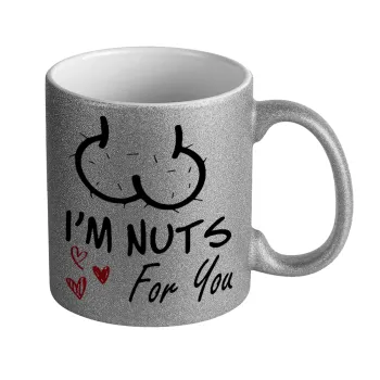 I'm Nuts for you, Κούπα Ασημένια Glitter που γυαλίζει, κεραμική, 330ml