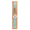 Easter Set, wooden keychain & aromatic flat Easter candle (30cm) (TURQUOISE)