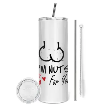 I'm Nuts for you, Tumbler stainless steel 600ml, with metal straw & cleaning brush