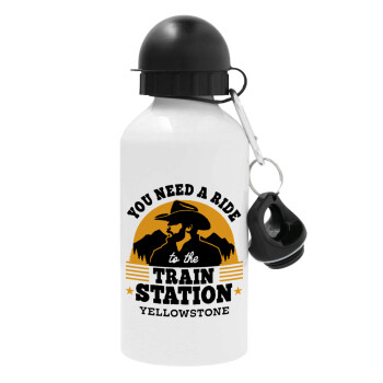 You need a ride to the train station, Metal water bottle, White, aluminum 500ml