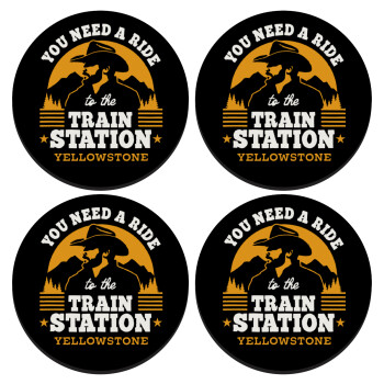 You need a ride to the train station, SET of 4 round wooden coasters (9cm)