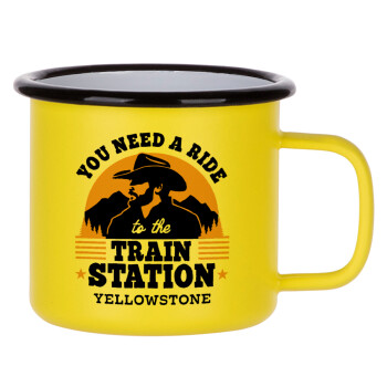 You need a ride to the train station, Κούπα Μεταλλική εμαγιέ ΜΑΤ Κίτρινη 360ml