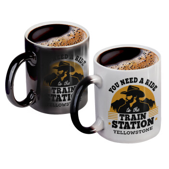 You need a ride to the train station, Color changing magic Mug, ceramic, 330ml when adding hot liquid inside, the black colour desappears (1 pcs)