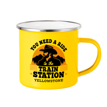 You need a ride to the train station, Yellow Enamel Metallic Cup 360ml