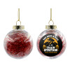 Transparent Christmas tree ball ornament with red filling 8cm