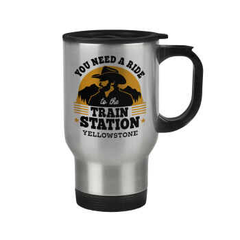 You need a ride to the train station, Stainless steel travel mug with lid, double wall 450ml
