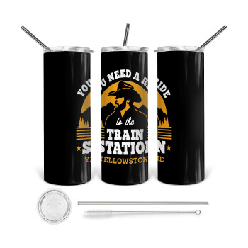 You need a ride to the train station, 360 Eco friendly stainless steel tumbler 600ml, with metal straw & cleaning brush